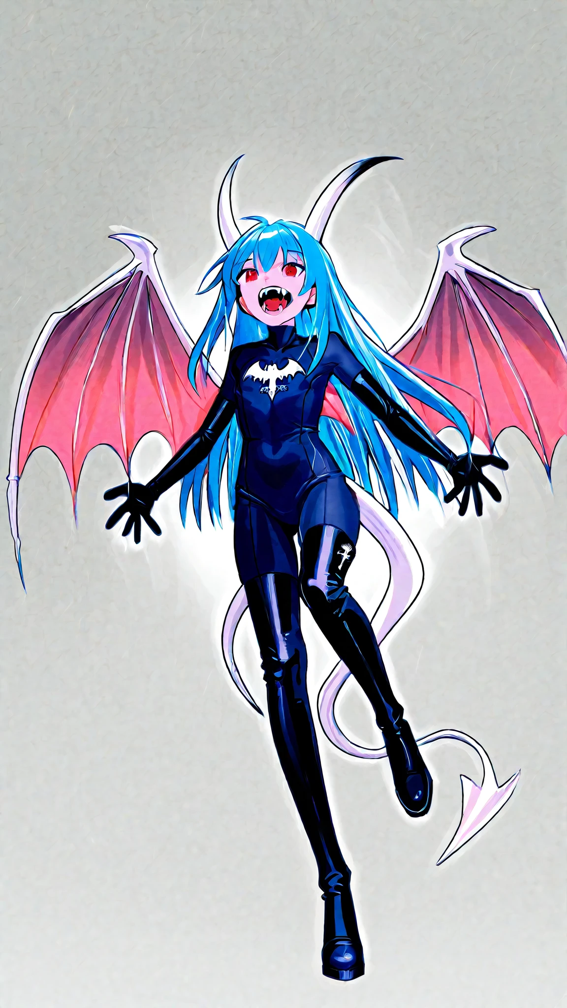 kiki, is, bottomless, horns, mesh top, fang, One, wings, biting your own lip, crossed arms, lying, on the bed, simple background, on the stomach, legs up, black boots, looking, brilliant eyes, whole body, tail, dim lighting, Purple Wall, purple bed,
BREAK
check_9, check_8_up, check_7_up, check_6_up, Brilliant eyes, (high quality, detailed, Beautiful), brilliant, detailed Beautiful eyes, outstanding, shading, detailed soft lighting