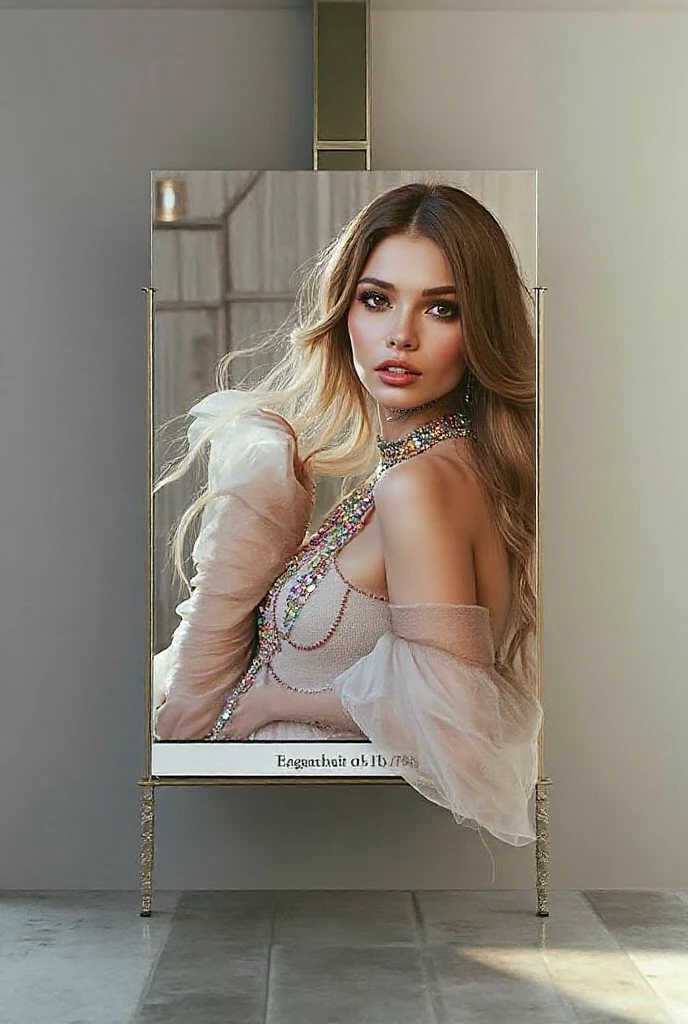photo of a stunning beautiful Brazilian woman supermodel, green eyes, long messy windy light blonde hair, flipping hair, closeup zoomed in tight crop portrait, walking down a (runaway at a fashion show scene models people:1.2) wearing a (fluttering floral high couture dress:1.3) (expensive clutch bag on her hand:1.3) (Lighting-Gold:1.2) foreground objects background details (masterpiece:1.2) (photorealistic:1.2) (bokeh:1.2) (best quality) (color grading) (detailed skin:1.3) (intricate) (8k) (HDR) (cinematic lighting:1.3) (sharp focus), messy windy hair