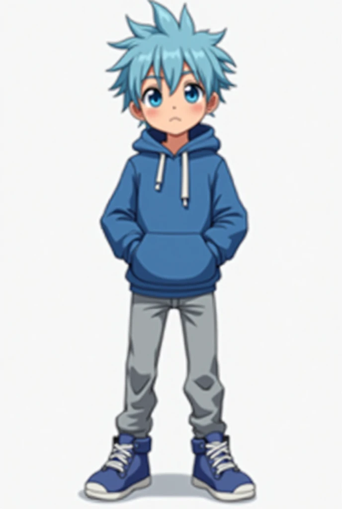 Bear,Shota,hairy,vitality,chubby,blue fur,blue ears,blue eyes,White shirt,Black suspenders