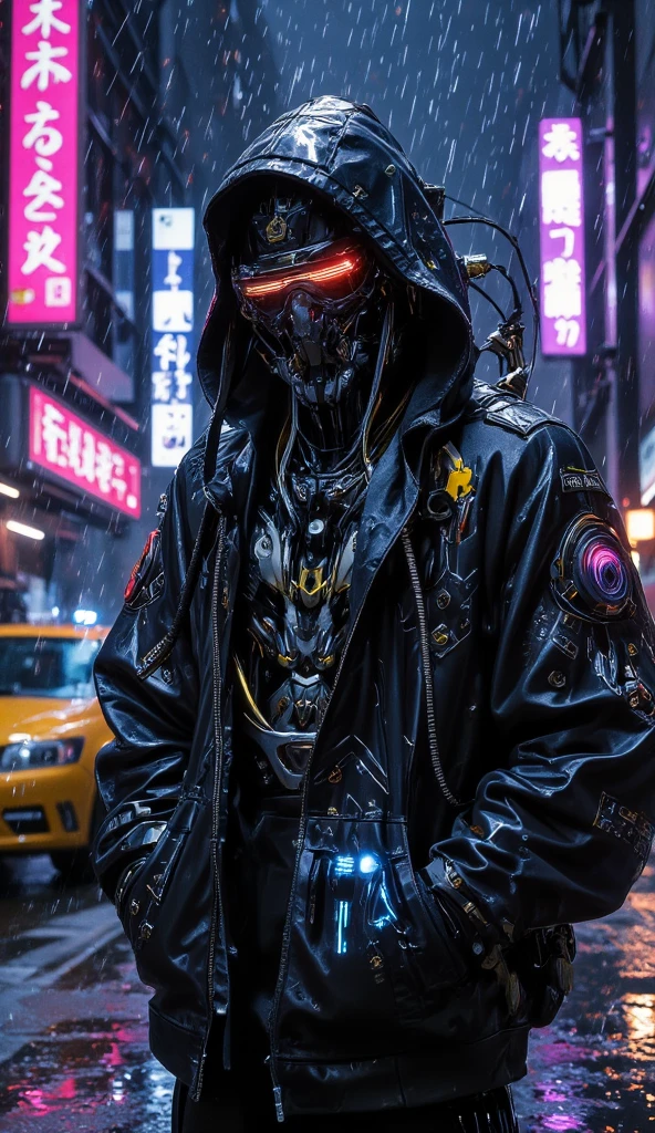 "dark theme :: closeup face focus, ultra realistic futuristic cyberpunk muscular male white hair sitting :: cyberpunk face (cyber eyes) :: cool cybernetic punk jacket red neon eyes :: shirtless:: mechanical intricate mask :: natural lighting :: bokeh :: 8k :: best quality :: masterpiece :: futuristic cityscape background"