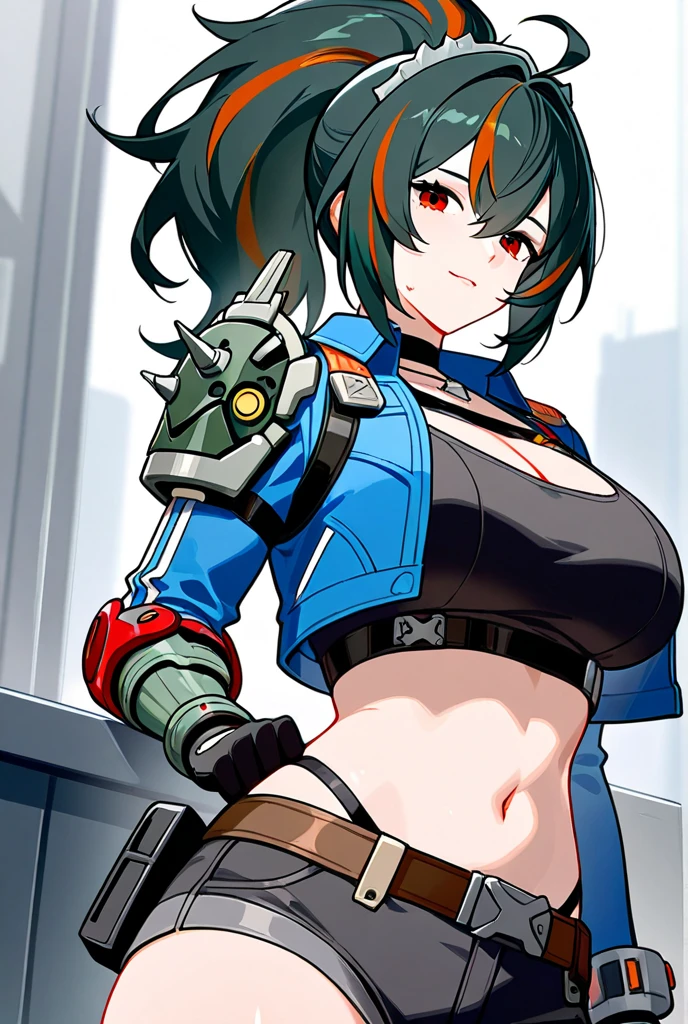 (detailed arcade background), masterpiece, best quality, Arcade_Riven, blue_eyes, shorts, povbreastgrab, pov hands, breast grab, medium breasts, 
 <lora:Arcade_Riven-10:0.95>  <lora:POVBGV2:0.7>