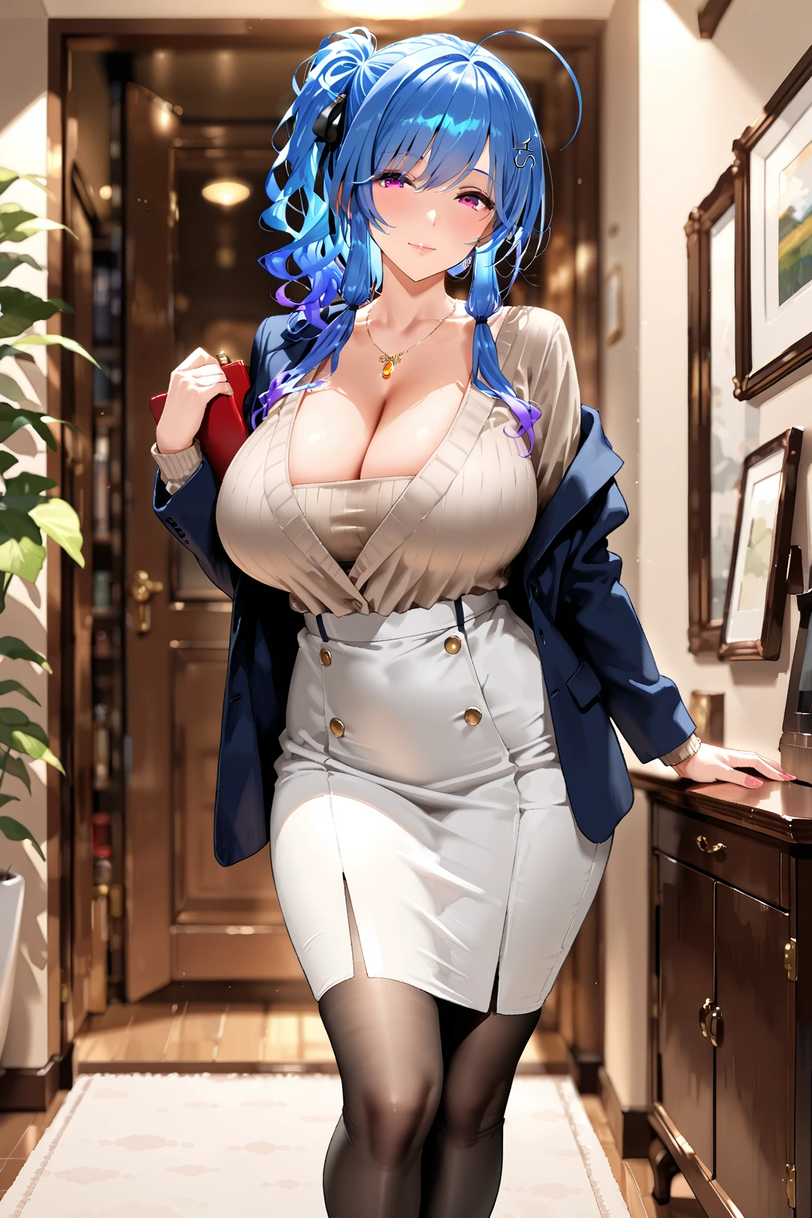 (8k，Super details，best masterpiece，nature，perfect work of art，perfect female figure)，two women，sister and sister，sisters，Rainbow hair，perfect face，(huge)，Neighbor&#39;s Wife，woman hairstyle，elegant wife， and exposed，20 years old，fair skin，messy hair，Perfect sexy b，Wear a fitted and sexy tuniress，Strapless strapless short dress，Hot and sexy secretawear glasses，Standing in a spacious conference room，Papers scattered on thound，Detail background，necklace，perfect eyes，， T-shaped small size，huge的山雀