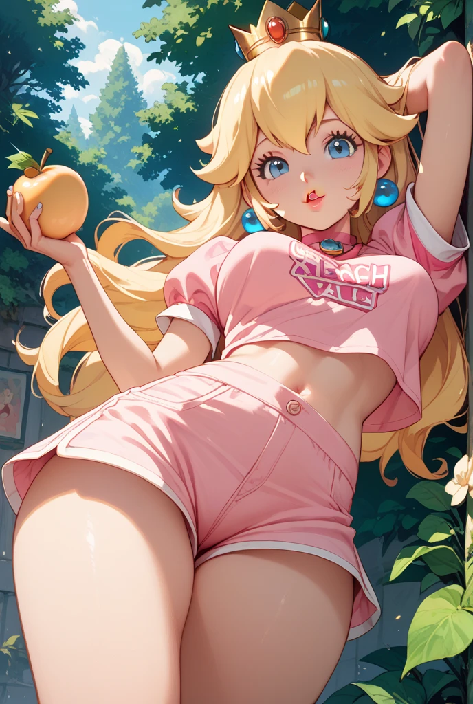 Demon pees on tied up princess Peach lying on the grass, wet clothes