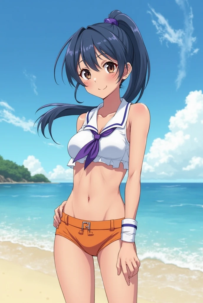 yuriko nanao (million live), imas_sailor_bikini, thighs