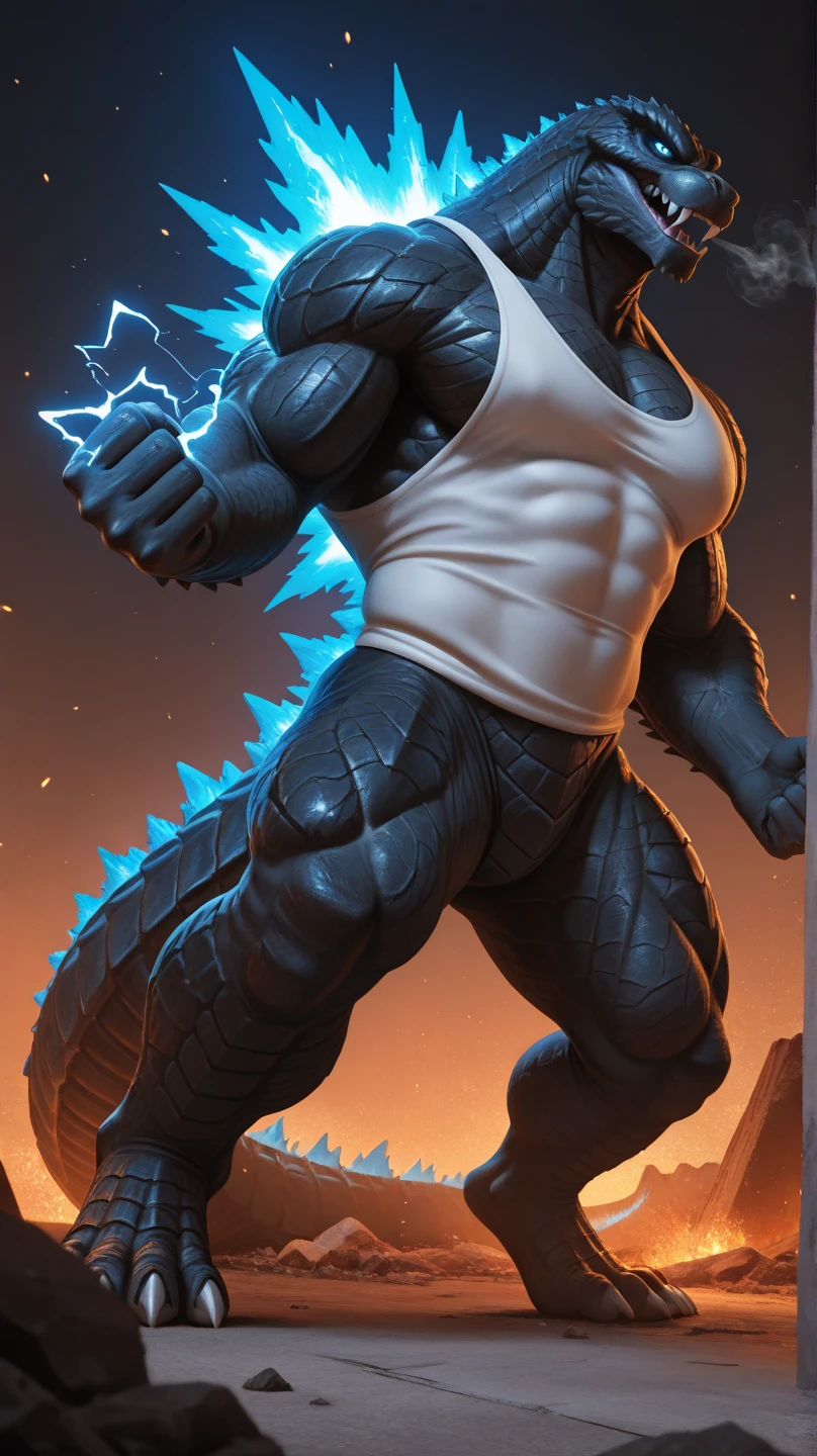 uploaded on e621.net, best quality, masterpiece, anthro, dragon, adult, old, ((solo)), seaside, muscles, buff, tall, standing, wearing ((black shorts)), detailed eyes, photorealistic, ((black body)), ((purple pectorial muscles)), ((purple abs)), yellow eyes, looking pleasured, (long tail), (correct anatomy), (high detail, 3D rendering, shading), looking at viewer, soft smile, by kaynine, chunie, darkgem