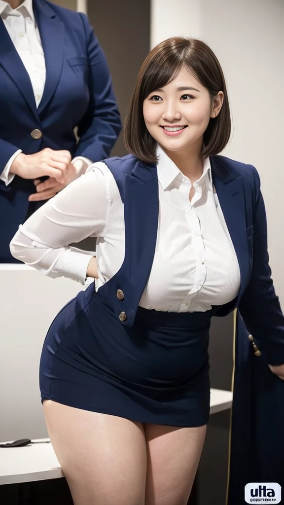 realisitic、Curvaceous woman standing alone, Woman in black business suit, with a business suit on, businesswoman, Woman in business suit, Wearing a white collar shirt under a suit、business skirt、tight skirts、Girl in a suit, female in office dress, , Girl in suit, young business woman, in a business suit, business outfit, Wear a suit、Office Suits、Not wearing glasses、professional photograpy、Does not expose the skin, Japanese Models,、,The skin is not exposed、fleshy body, large boob、 hard 、、big butts、Big belly、thick waist、Body without tone、thick thight、thick arms、Round face、Fat face、chubby cheeks、Sauce order、big eye、A dark-haired、short-haired、Standing facing the front、Left hand pose on the hip、Right hand is down in a pose、Straight back posture、Sun background、chinese-Indonesian woman 