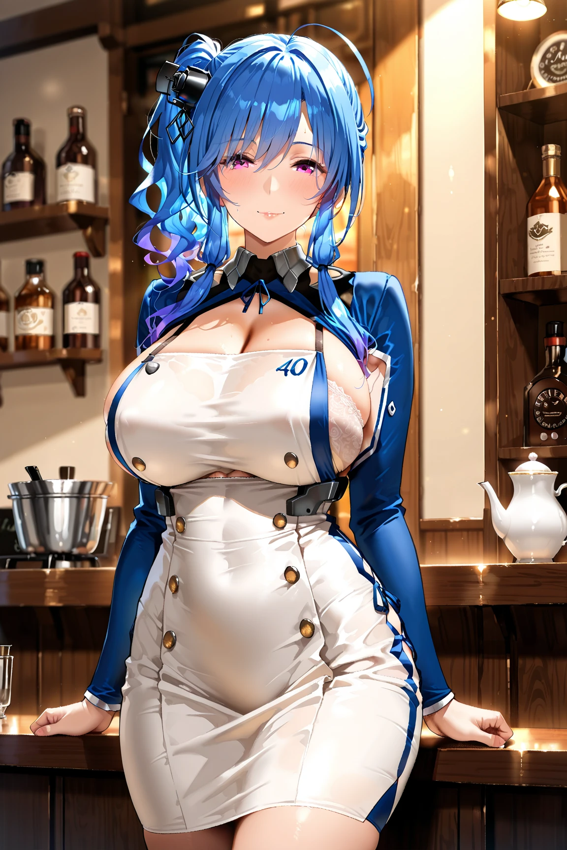 ((masterpiece, Highest quality)),figure,Ultra high definition 8K,1 girl,Nude,nsfw,Eula,Eularnd,Euladef,blue_hair, bangs, hairband, breasts, black_hairband, medium_hair, hair_ornament, blush, yellow_eyes, large_breasts, purple_eyes