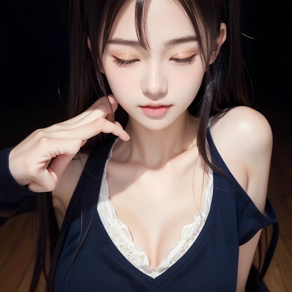 Non-NSFW、Real、Highest quality、Highest quality、masterpiece、Ultra-high resolution、RAW Photos、Real、Bright lighting、Face Light、Smooth Professional Lighting、Looking into the camera、alone、Adult women、Beautiful woman、Super Beauty、Realな肌、Moisturized Skin、Realな目と顔、Perfect model body、Beautiful Eyes、Big eyes、Inconspicuous tear bags、slim、No bra、Beautiful fingers、Very long hair、Jet Black Hair、black eye、looks happy、(Both ears are hidden by hair)、Fantasy World、Medieval Europe、saint、(((Neat and Clean Maid)))、Inside the temple、(black and white outfit:)、Small Ass、(Small breasts:1.3)、(Venus&#39; Nipples:1.8)、Königsreuter, (Black French Maid Uniform:1.7), (white Stockings and Garter Set:1.2), (Headdress),(high heels:1.2), (Short frilly salon apron:1.2)、(Leaning forward:1.2)、(From above:1.5)