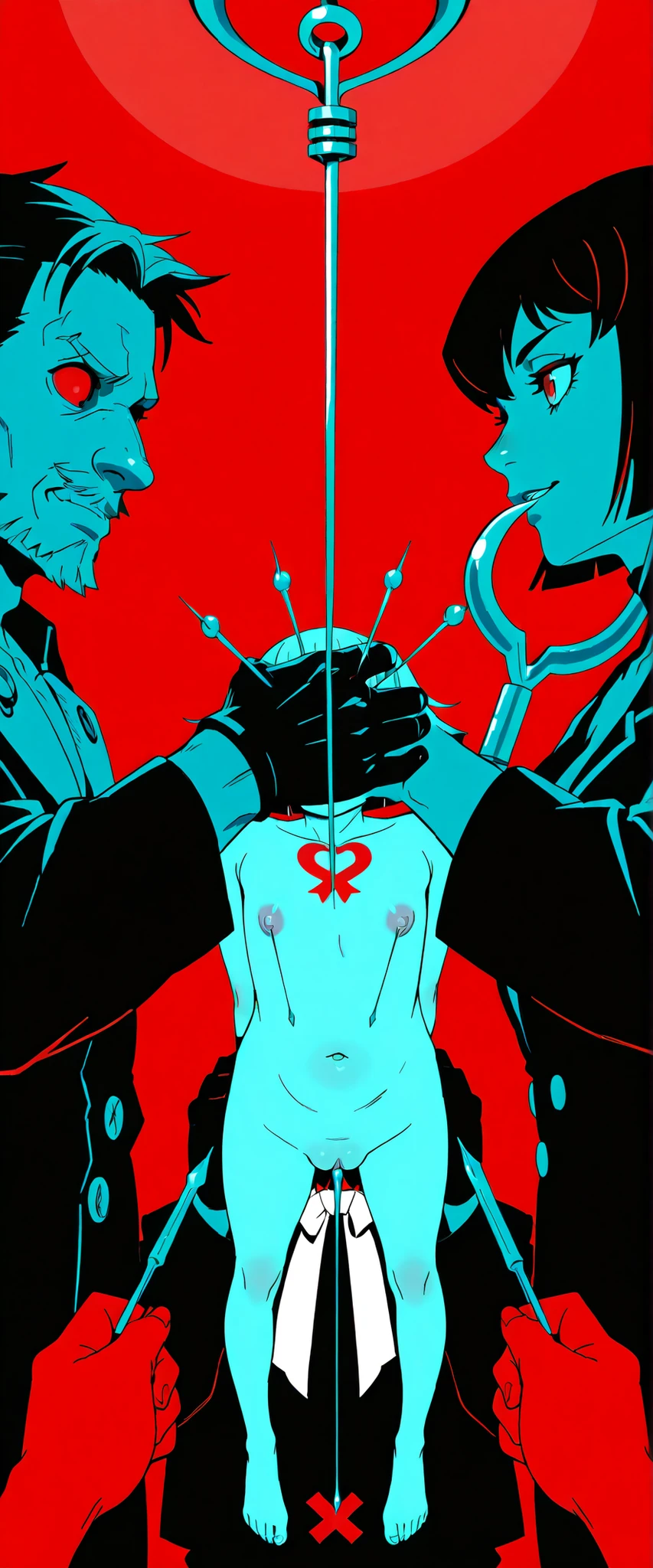 Guilty Gear，So many needles，乳首をフックNeedleで刺した女の子，people，peopleアート，people，Haman Khan，detailed pussy，side angle on the nose，LARGE NEEDLE HOOK，NEEDLE HOOK IS USED TO PULL UP THE NIPLE HOOK {x} NEEDLE HOOK.Needle art，Guilty Gear，ニップルにフックNeedleを付けた女の子， immature girl ，Needle，young girl， shape，Needle，two-limb restraint，Sex Replication，people，Needle，Needle アート，side angle on the nose， completely naked，乳首をLARGE NEEDLE HOOKで吊られた女の子，Red lighting，nipple Needle SM play，severe nipple pain，upper body close-up，Guilty Gear，Vagina needle，