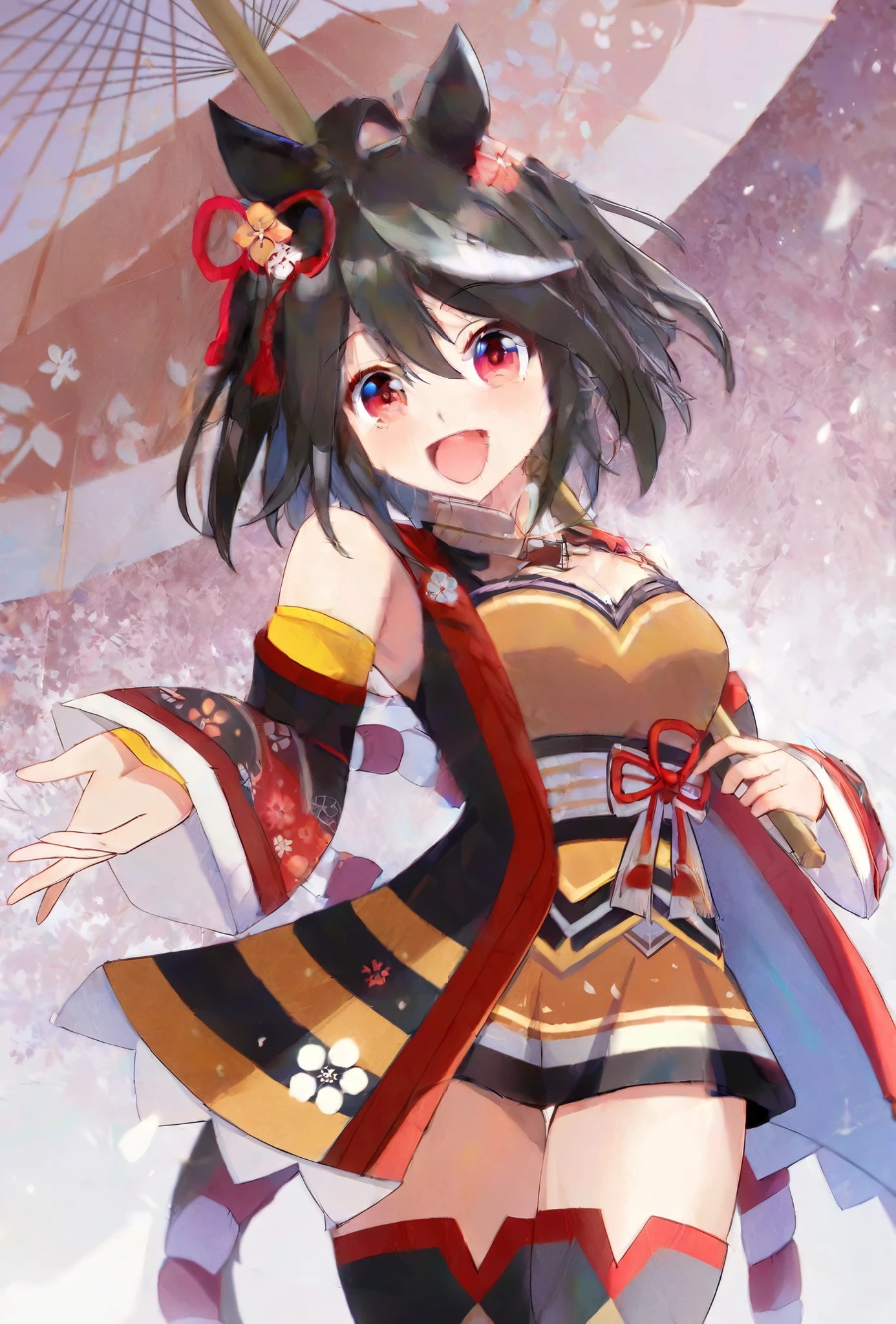 Anime girl wearing a kimono costume with a parasol, Ayaka genshin impact, Hanayamata, Official Artwork, Onmyoji portrait, anime Moe art style, Also, A cute anime bride is wearing a nice dress, Onmyoji, high detailed Official Artwork, Borneo, Genshin Impact Ayaka game with a person in uniform up, official anime artwork