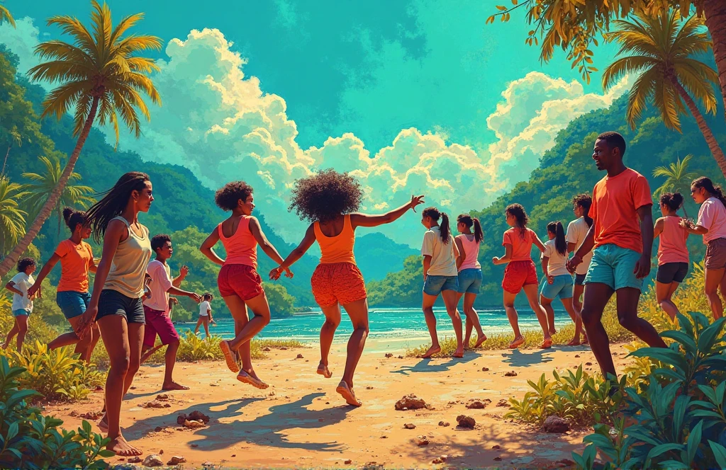 vectorial art, With a lot of Jamaican reggae, Authentic Jamaican Reggae Music Atmosphere,colorful illustrations, At the center, swirly vibrant colors, paint splashes and smears, high détail,