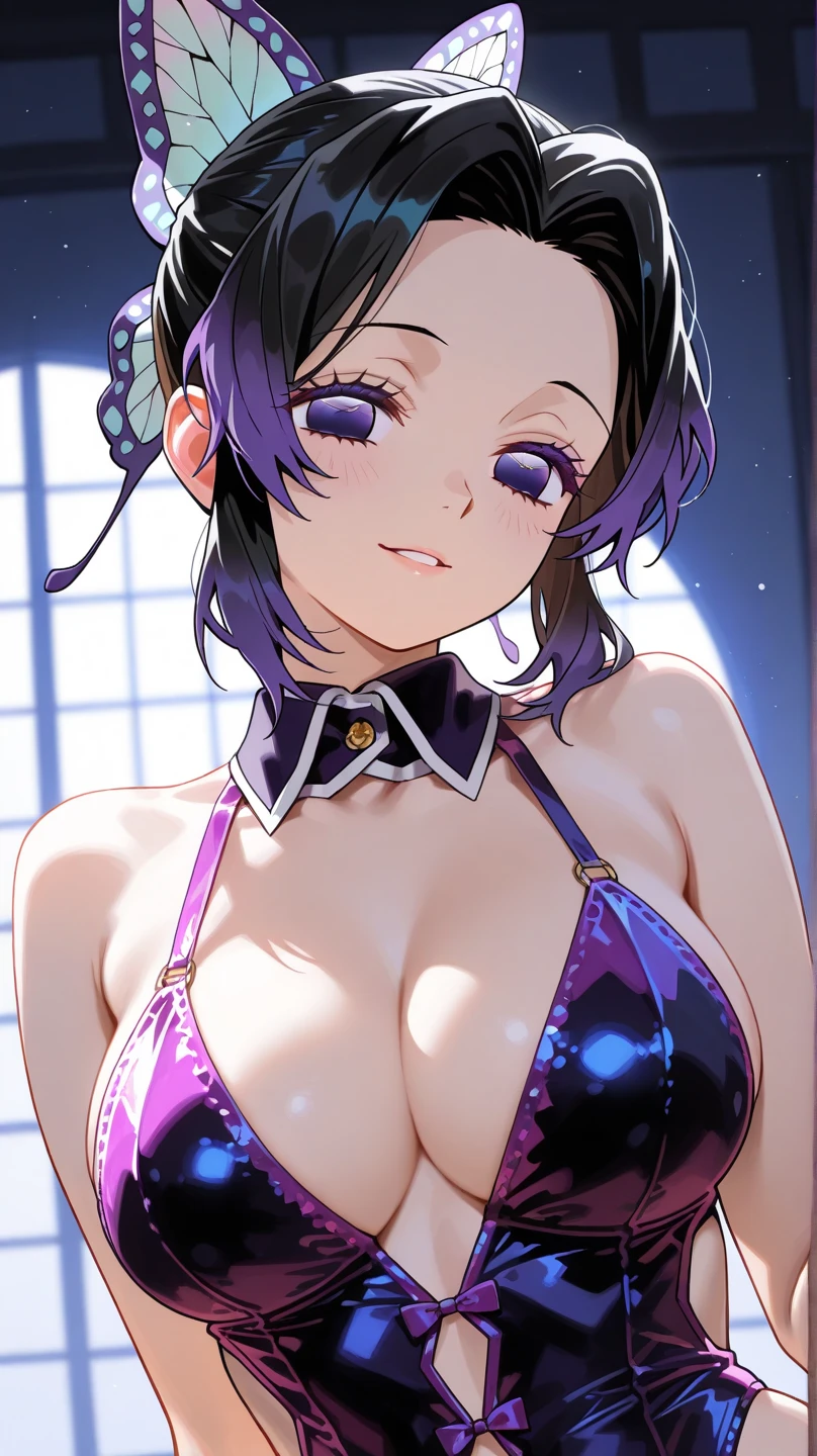 1girll,tmasterpiece,(full bodyesbian),(9 head body),(best qualtiy:1.2),(Kochou Shinobu),O cabelo multicolorido,longer sleeves,Purple eye,比基尼,multiple butterflies,Button,thongs,Lake,the sunset,lens flare glow,lighting perfect,HighestQuali,Hands behind your back,Thigh thick,Large of breast,It shows a delicate and slender figure and beautiful curves,Correct limbs,sit on a bed,((tmasterpiece)), (best qualtiy), (Hyper-detailing), (particulate:0.7),Hands up,9 head body,(yoga),(Do yoga),Raise your hands,Hypnotized,Complicated details, perfect anatomia, finely detailled, cinematic compositions, a color, Sharp:1.3, Soft shadows、diffuselighting、edge lit、with light glowing、Indirect light Detailed background,inside in room,the night,Japanese-style tatami room,mattress,pillow head, Chitanda Sōru, long whitr hair, brunette color hair, Purple eye, thicc,big cleavage breasts, angle of view, Seductive eye,Face Close,is shy,Be red in the face,(NSFW),((Erect body Shot:1.3,Look up,(putting makeup on),Beautiful big breasts,(Bokeh),inside in room,Detailed luxury living room,(Little big breasts柄_Head),Gentle and charming Japanese beautiful girl,Korea(K-pop idols),独奏,(areola of breast),(cleavage:0.3),Underarm wrinkles,Delicate sexy(鎖骨:1.3),black pantyhoses,Smooth skin,Collar,brunette color hair,long leges, short detailed hair,Oval shaped face,二重まぶた,clever,nice hand,Good feet,naturey(:1.25),Shallow on the face,(Broken stockings,hands bound,The legs are tied),(lies on the ground)((spread their legs)),((spread their legs))),(from below angle),(Glow skin:1.4),((low angles)),perfect bodies,(64k,hyper HD,RAW photos,best qualtiy,tmasterpiece:1.2),(realisticlying,photograph realistic:1.37),超高分辨率, photon maping,Radio City,physically-based renderingt,Professional soft lighting,Disheveled clothes,binding,succumbs,MuCoi,Attach a bandage to the nipple,and wear no underwear,Open your legs,White-skinned,magia, Bare ass,seductiv,long whitr hair,The clothing is translucent,Positive light,with fair skin,Global