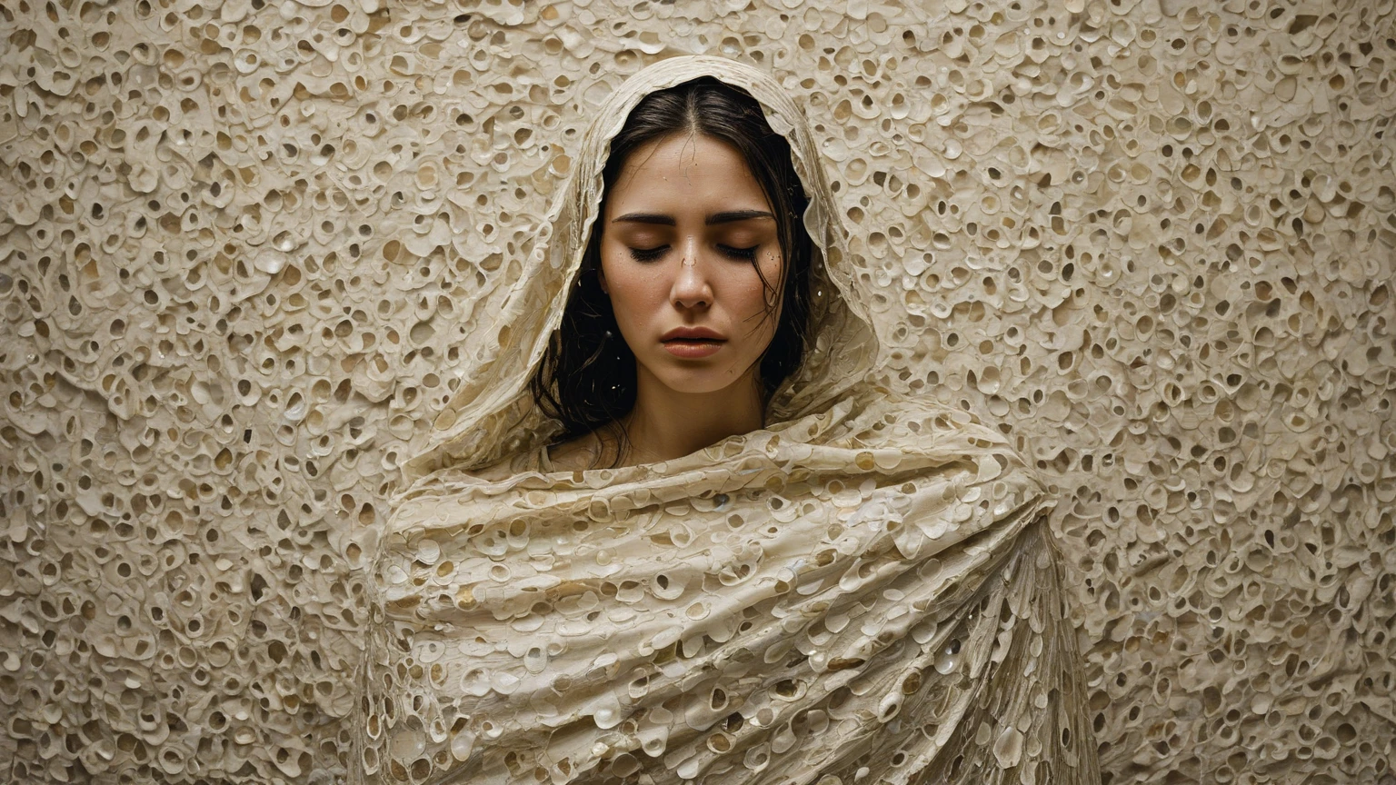 best image quality, masterpiece, ultra high resolution, (fidelity :1.4), photograph, 1 girl,[(sorrow)],white shirt, 薄dark, dark, Desperate, regret, pitiful, cinematic,tear,teardrop,(torn clothes:1.5), (wet clothes:1.4), bare shoulders,real rain,wet hair,..