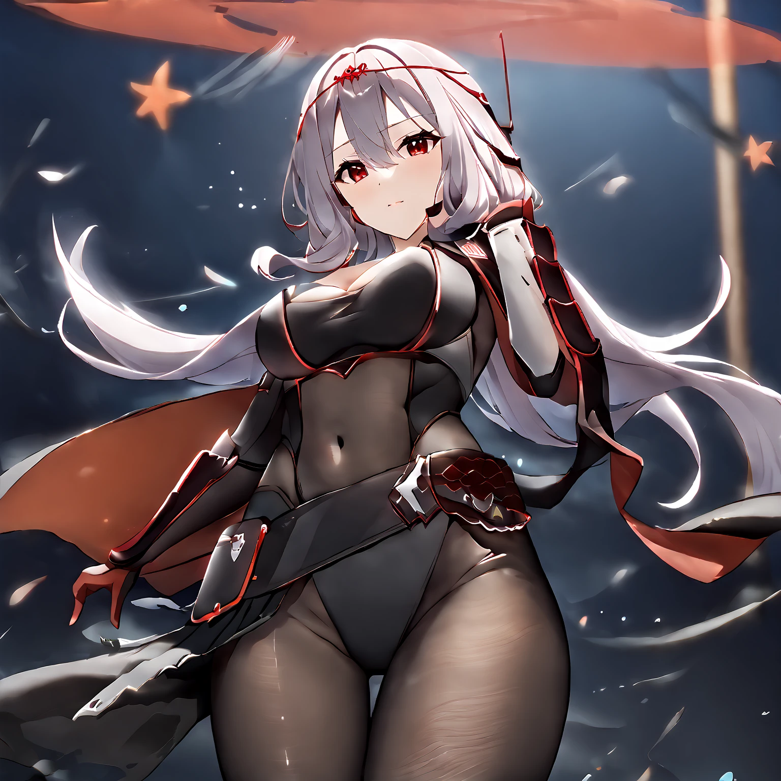 hof, 1girl, kiana kaslana, solo, small breasts, medium breasts, blue eyes, gauntlets, white hair, cleavage, jewelry, ponytail, earrings, bare shoulders, closed mouth, bangs, simple background, hair ornament, looking at viewer, hair between eyes, torn cape, armor, antenna hair, thigh boots, white thighhighs, black gloves, boots, white footwear, ass,ass focus, looking back, big ass, large ass, good ass, huge ass, (big ass:1.2), (large ass:1.2), (beautiful large ass:1.4), :), hands in ass