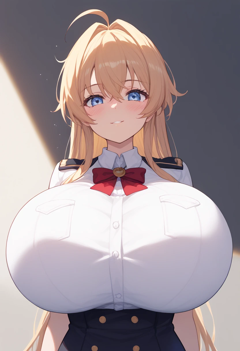 1girl, gigantic breasts, hat harte nippel, wears a shirt