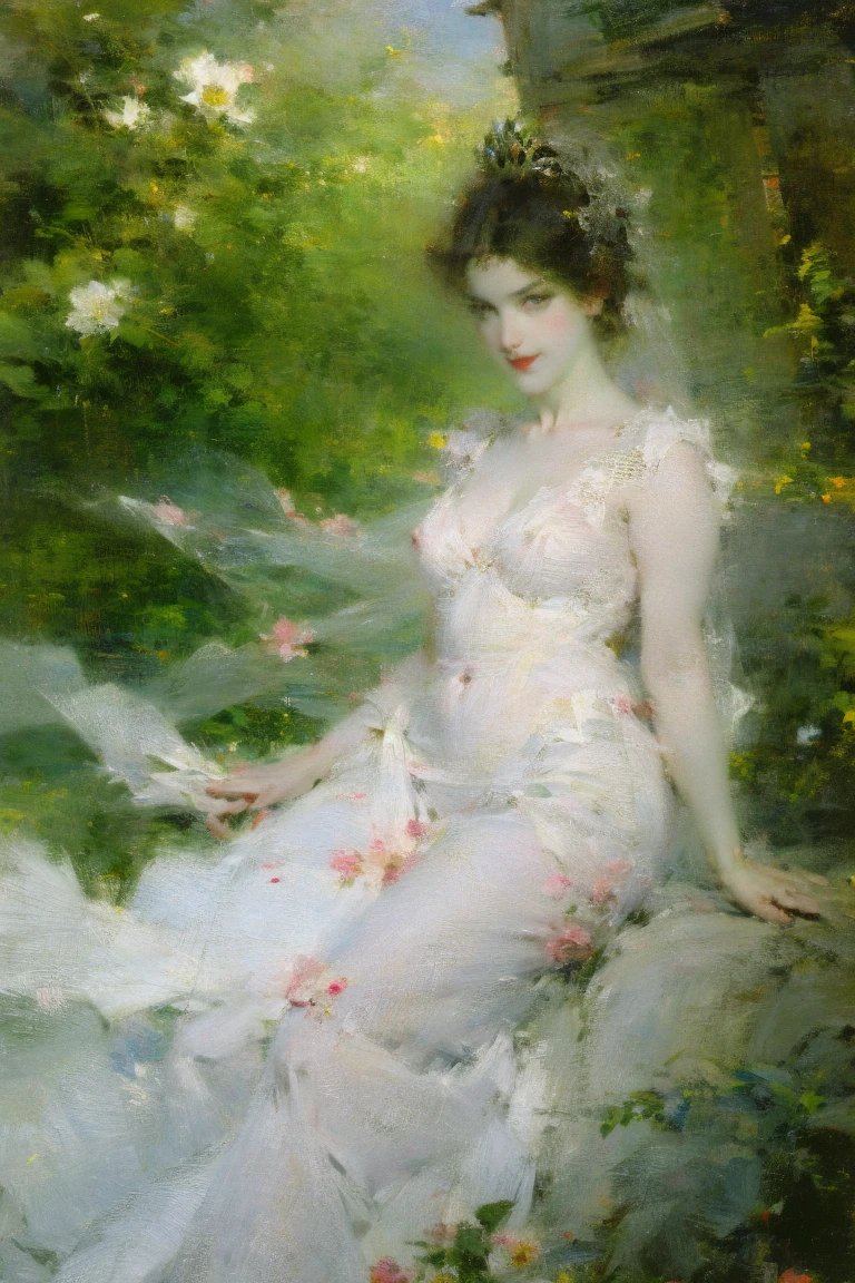 a mile,Bubble Butt,White transparent tulle,Wet all over,Front sitting posture,One leg over the shoulder