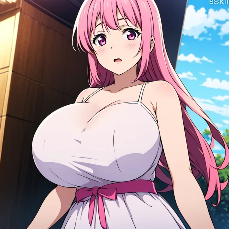 expensive body, expensive, Long legs, mature female, mature, Adult, close, Portraiture. alone. Blurred Background,White camisole dress、At the Beach、
It is_color_chika, One girl, fujiwara chika, blue eyes, alone, bow, hair bow, Pink Hair, , bangs, View your viewers, Long Hair, blunt bangs, clavicle, The whole body is visible、Huge breasts:1.5、Cleavage:1.5、Pregnant women