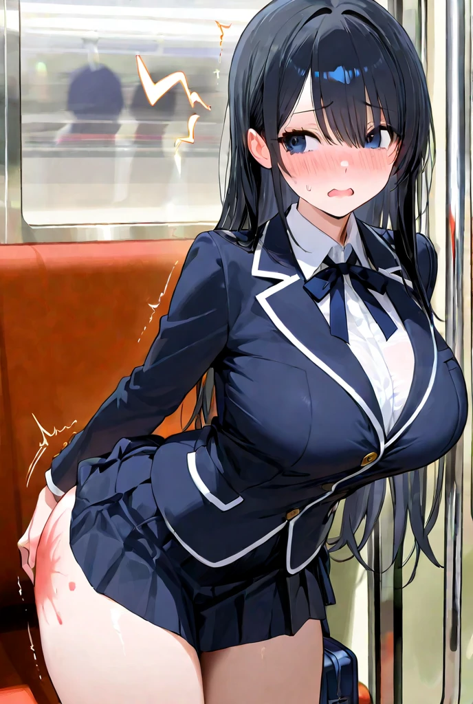 20 years old,nsfw,sex with multiple men,cleavage between breasts,,large breasts,pussy,anal,pubic hair,small areola,beautiful face,small eyes,drooping eyes,embarrassed,trembling,moaning,semi-long hair,saddlebrown eyes,from side,in the train,high quality,beautiful woman