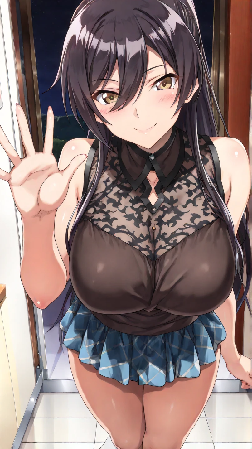 Highest quality, High resolution, Big Breasts、JK,So in the elevator、Lots of girls ,10 Girls、Bunny Girl Suit、Heart symbol and sound effect、Sex、Cum on the chest、Insert the tip of the penis into the vagina、Straddle the viewer、Bukkake、Pant voice、white and bright skin、Blunt bangs、Adult women、They are all very tall、Surrounded by tall girls、Thighs、Being looked down upon by many girls、Big body、Large lower body、Kind Face、A composition that clearly shows the face、Harem、Titty fuck