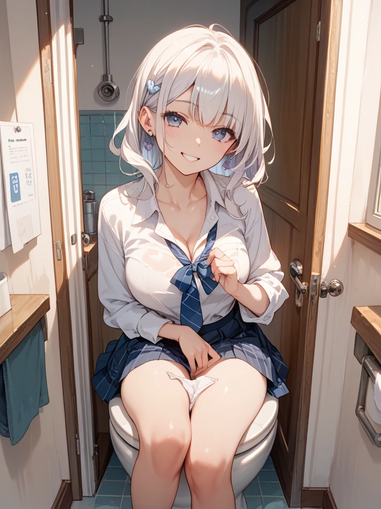 (((best quality, highres, masterpiece, uncensored, high quality, ultra detailed, extremely detailed CG, hiqcgbody, beautiful face, beautiful eyes, extremely awesome detailed CG unity 8K HDR wallpaper, perfect anatomy:1.1))), (extremely awesome detailed realistic, extremely awesome detailed 3d:1.0), (((Uncensored, nsfw,1girl, sex slave))), (1girl, (((silver hair, blue inner, pompadour, sideburns, shiny hair, (pig tail), (ahoge), (Hair Flaps:1.3), absurdly long hair)))), (((((japanese clothes, whistle around neck, , clothing aside, see through))))), (((yellow green eyes, picha))), (((((extremely awesome detailed deep-silky-healthy-lackwarm-foundational-baby face))))), (((((after sex, clitoris, pussy, anus,(spread legs), arms behind head, happy, blush, spoken heart, aroused, (vulgarity, heavy breathing, fucked silly, trembling:1.2), (completely nude, pussy juice, sweaty skin, steam, smelly:1.2),cowboy shot, front view, pussy focus))))((((toilet use, panty pull, toilet, restroom, panties above knees, panties below knees, sitting, bottomless, pants pull)))), caughtpeeing, (pee, peeing), peeing self