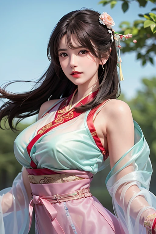 (8k, RAW photo:1.2), best quality, ultra high res,dramatic angle,(fluttered detailed color splashs), (illustration),(((1 girl))),(long hair),(rain:0.9), (Headdress:1.4),There is an ancient palace beside the girl,Hanfu,(Key Points),Color ink painting,(Splash of Color),Splash of Color,(((colorful))),(sketch:0.8) , Masterpiece, best quality, beautiful painted, highly detailed,(denoising:0.6),[splash ink],((ink refraction)), (beautiful detailed sky),moon,highly,detaild,(masterpiece, best quality, extremely detailed） CG Unity 8k Wallpaper，masterpiece，best quality，Ultra Detailed），（Lycoris）. hanfu open v open V-chested clothes Thin silk lace dress , (huge ，cleavage),, white pink and gren，best qualtiy，tmasterpiece，Ultra-high resolution，（Reality：1.4），RAW photogr，（True skin texture：1.3），（filmgrain：1.3），（Selfie angle），1个Giant Breast Girl，Beautiful eye and face details，tmasterpiece，Best quality at best，，The chest more exposed， detailed hair, bra purple and green , detail 8k, upper body, lace petticoat, above looking up facing at camera, blush、Inject an aphrodisiac、Estrus、Feeling embarrassed、
