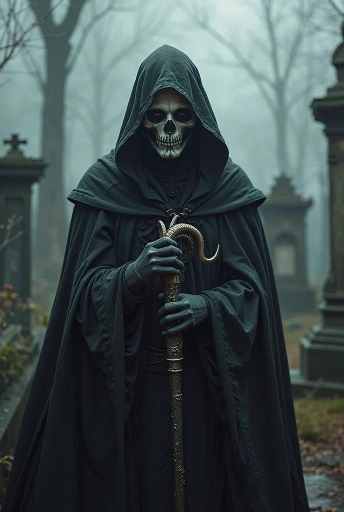 Skull with black hat and gray cape