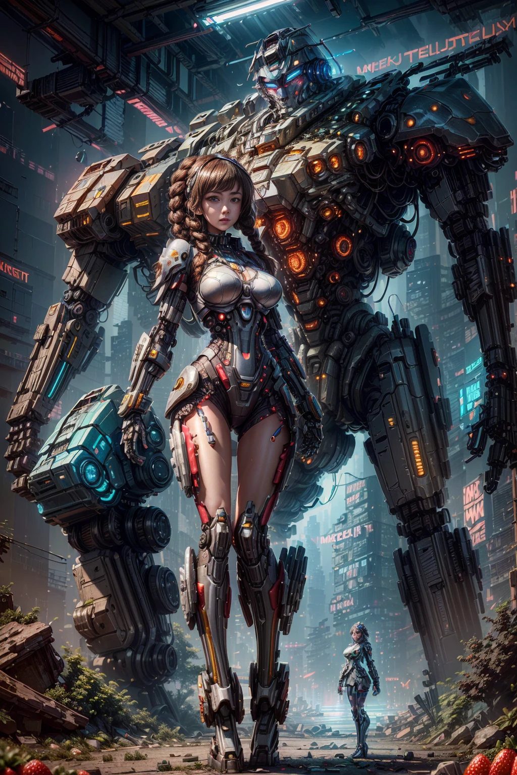 Anime girl in mecha suit, anime girl mecha, digital cyberpunk anime art, 8 k, mecha network armor girl