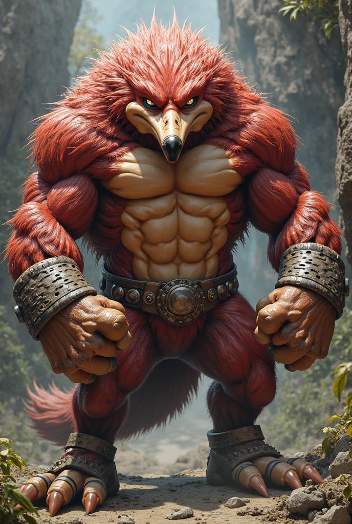 Realistic giant ape monster with red hair, has the same horns, has the same fangs, angry expression, has 4 tails, muscular body, realistic light, realistic shadow, realism, hyper realistic,(photorealistic:1.2)