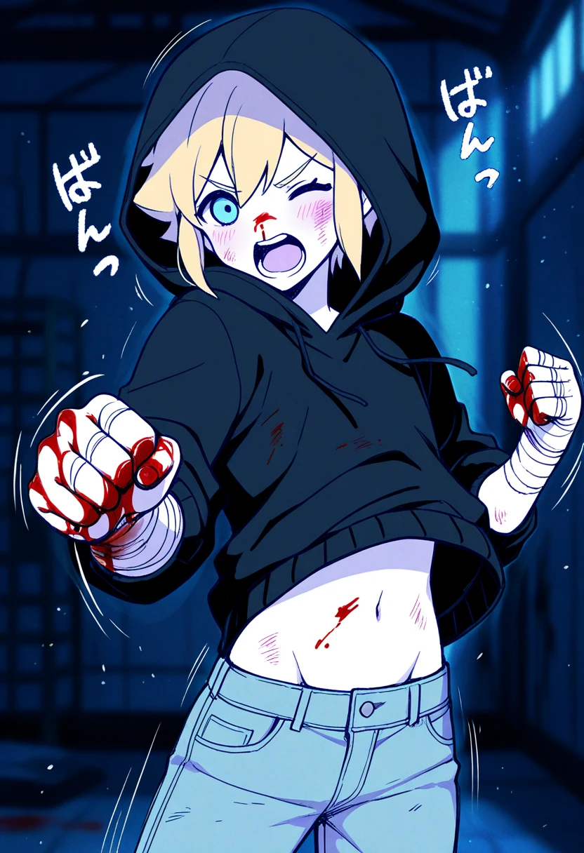masterpiece, best quality,anime style, 1 girl,(((slender body))), (((small breast))),(((hot pants, blue tanktop,red tie))),(((((a gorilla man grabbing the girl))))), ((((restrained, arms behind back)))),((((cum)))), (beautiful face), (((short hair))), (((straight hair))), ((((blonde hair)))),detailed beautiful skin, (perfect hands, perfect anatomy)