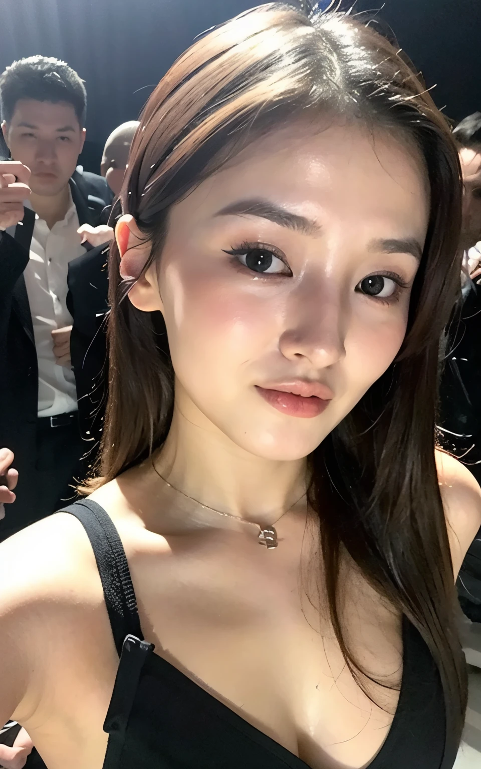 there is a woman in a black dress posing for a photo, Yoshitomo Nara, dilraba dilmurat, deayami kojima, chiho, chiho ashima, Heonhwa Choe, Kiyoko Suzuki, Harumi, Lee Ji-eun, Lee Ji-eun, Hwang se-é, ayamin para quem
