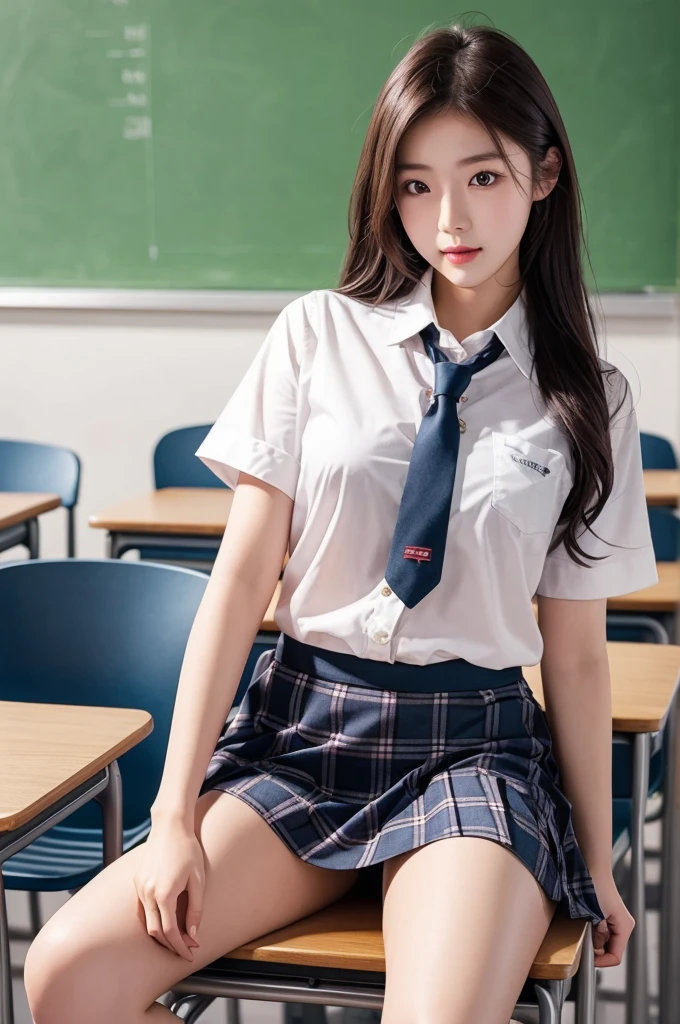(1 girl), (sexy look:1.5), (flat chest:1.3), (very detailed目, very detailed顔), (超realistic, High resolution), (highest quality:1.4), (hyper quality), real skin texture, RAW photo, (realistic, Photoreal:1.37), very detailed, professional photography, (school uniform, pleated skirt:1.3), (look at me), (School, classroom), ((Face to face with me:1.4)), (from below:1.3), realistic private parts, lace panties, Japanese high school girl、超highest quality、masterpiece、超High resolution、written boundary depth、(Photoreal:1.4)、(award winning photos、信じられないほどのmasterpiece:1.3) 、RAW photography、golden ratio、Highly detailed CG Unity 8k wallpaper、detailed and complex、original、High resolution、RAW photo、(perfect body shape)、detailed and complex、Digital single-lens reflex camera、soft writing、(background person blur:1.1)、Sigma 85mmF/1.4、50mm Lenac lighting、nffsw、hyper real、color grade, Rear view,from below:1.3), (((Holding the hem of her skirt, she opens her legs and shows off her real pussy.:1.4))),