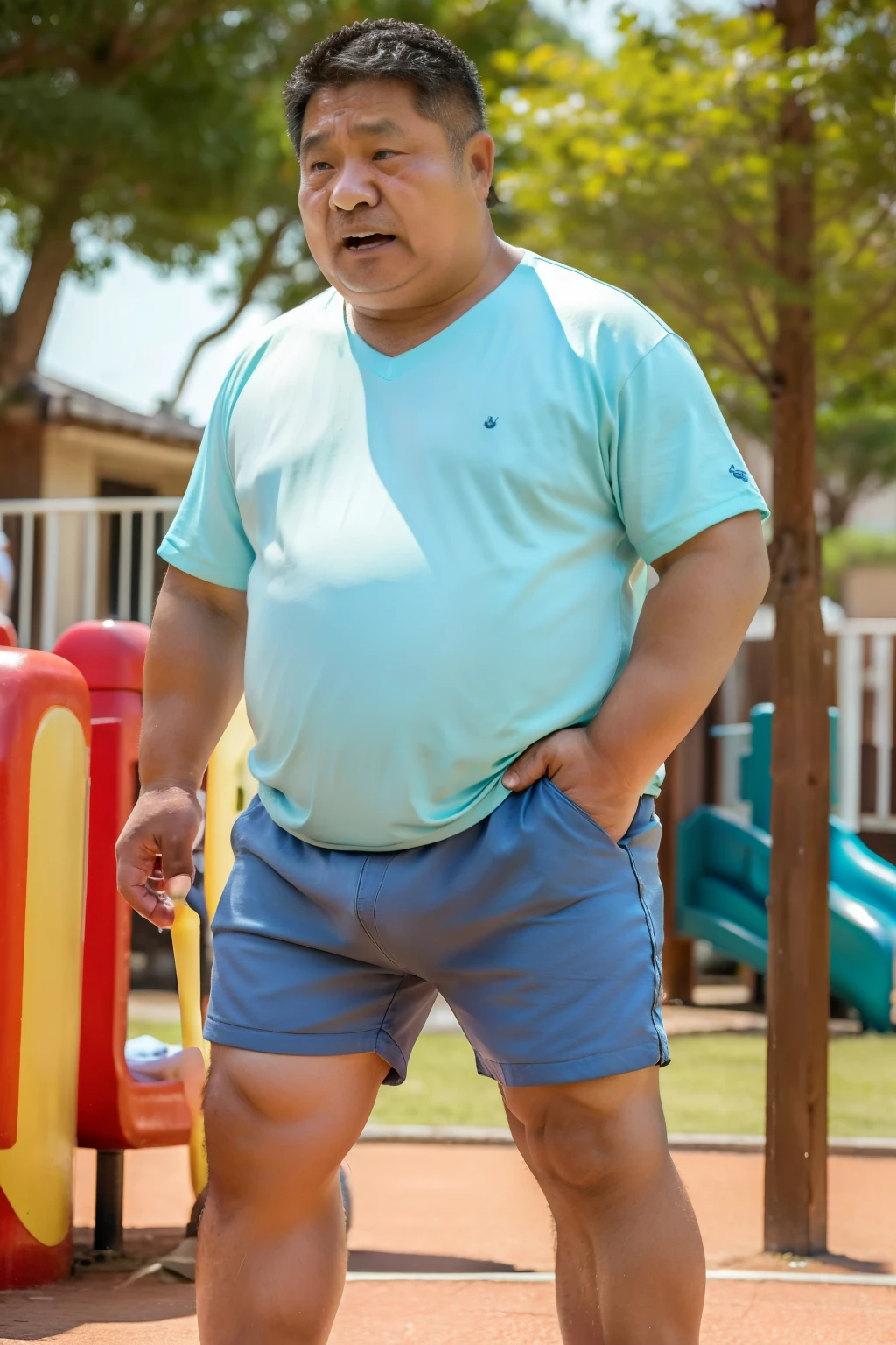 plump, chubby, extremely thick thighs, large belly.muito barbudo. 56 anos.apana 1 umbigo. Barriga detalhada. sorriso pretensioso, Sorriso Sedutor, Peito peludo, copos,Inside the office,(Long blue pattern boxers:1.4), (camisa branca aberta:1.5),(gravata solta:1.2)