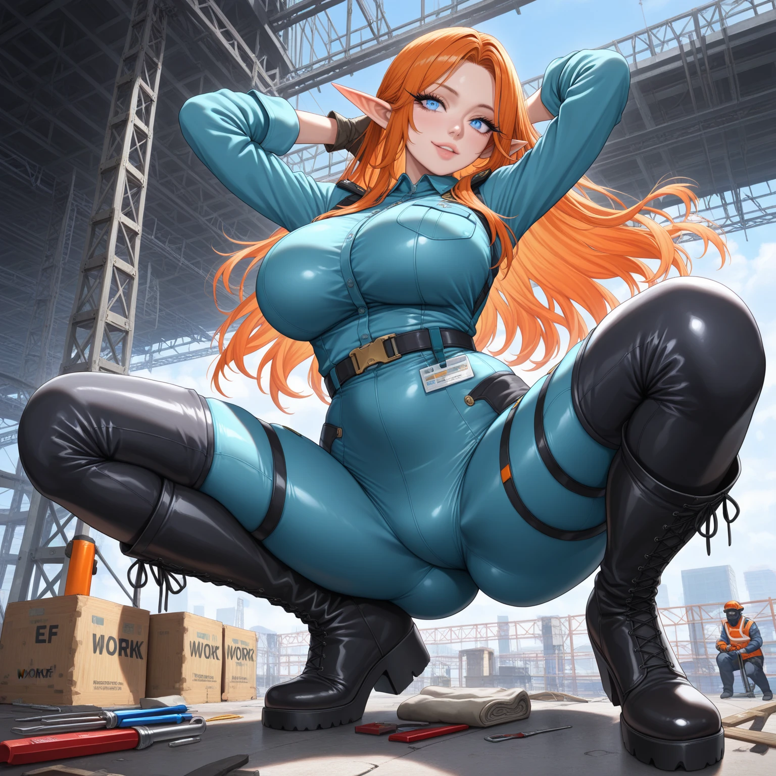 (high quality, masterpiece, detailed), (X-shaped adhesive stand), (Show your hand, Spread your hands, Stock pose:1.5), One girl, Susan Storm, blue eyes, Blonde,((( Full-body blue see-through bodysuit,No bra、))) sleeve, Perfect Face, Big Breasts, (close your eyes, tears:1.1), to sigh(((NSFW、Naughty pictures)))
