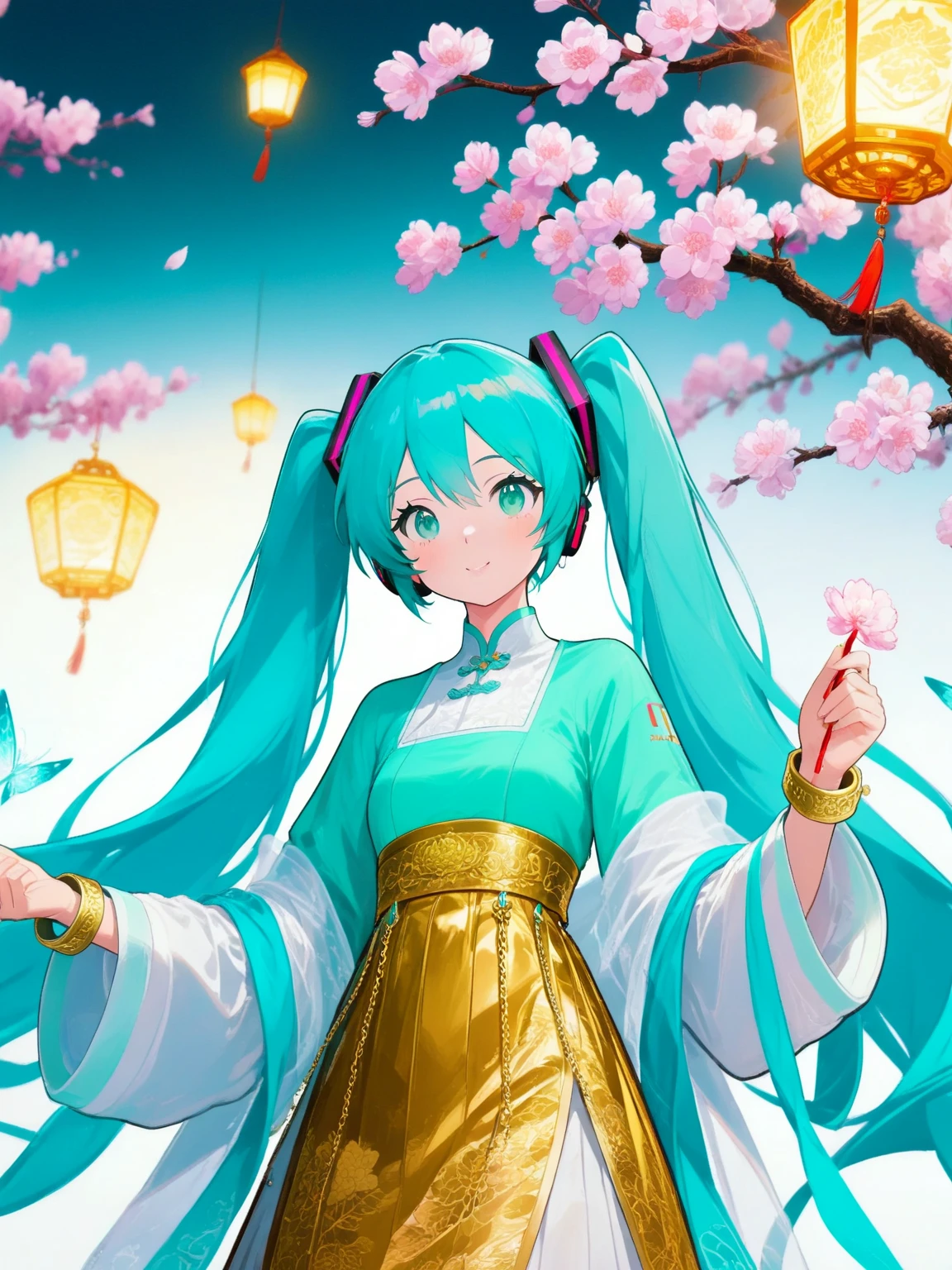 (masterpiece、highest quality、highest quality、official art、beautiful beautiful:1.2)、(1 girl:1.3)Hatsune Miku、beautiful breasts、twin tails、adorable smile、very detailed、(fractal art:1.1)、(Colorful:1.1)(Floral:1.3)、most detailed、(zentangle:1.2)、(dynamic pose)、(abstract background:1.3)、(shiny skin)、(lots of colors:1.4)、、(Ear Nipple Ring)、(wing:1.5)、white background、See-Through Phoenix Leotard