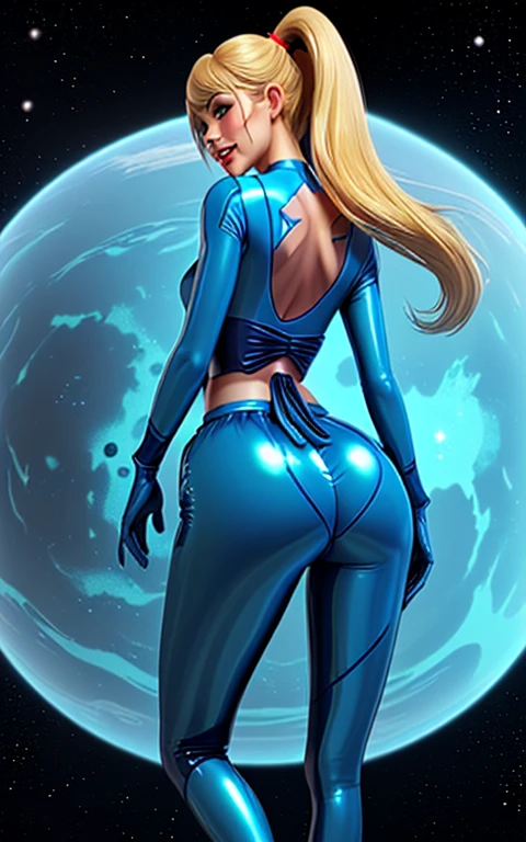 Drew, white hair, ponytail, black eyes, black upper lip, back view, ass,
Saturday, orange bodysuit, black thighhighs, yellow belt, orange elbow gloves,
space station,
(insanely detailed, beautiful detailed face, masterpiece, beautiful detailed eyes, best quality) <lora:DrewSaturday:0.8>