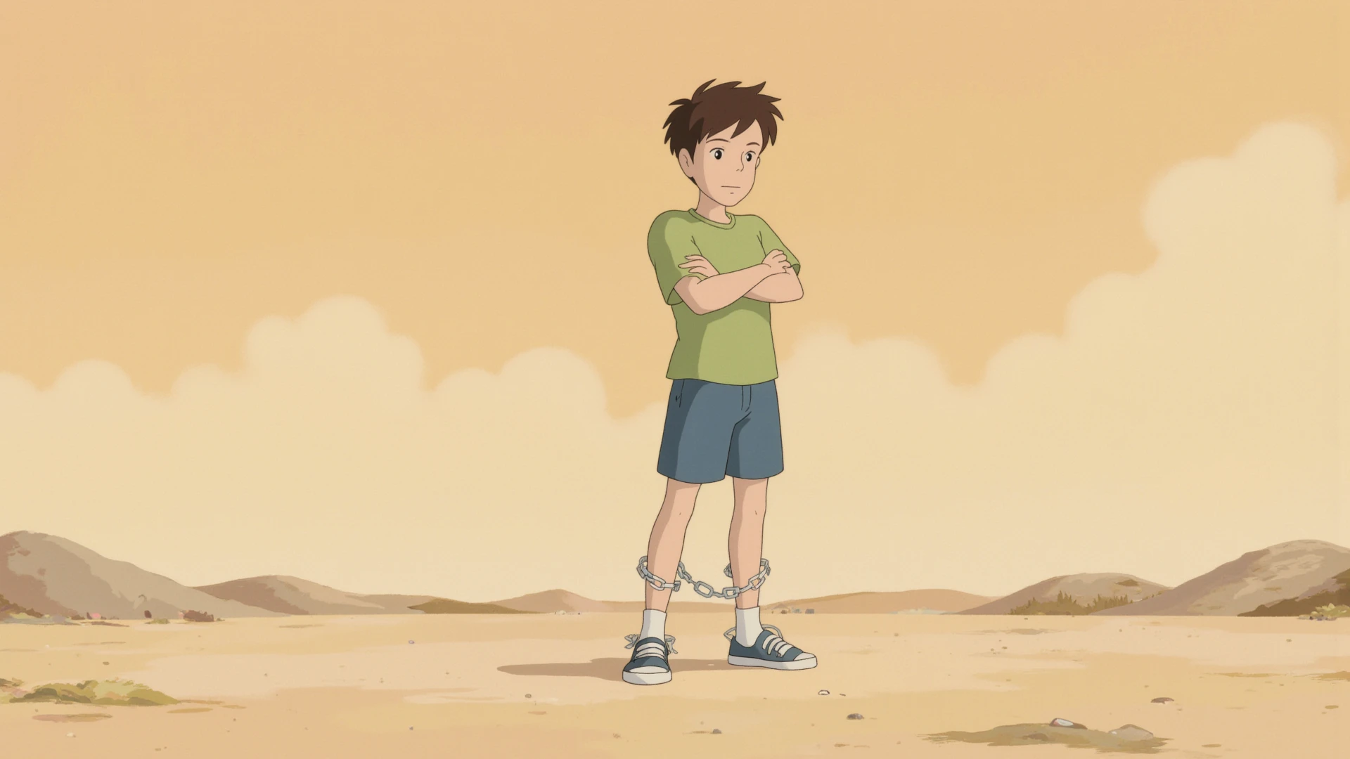 shaggy rogers, tank top, outside, standing, legs together, long penis, eyes  closed, , blue sky,  shoes, no clone, solo, putting on briefs, white colored briefs