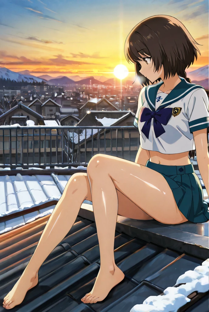 masterpiece,(Perfect Anatomy:1.5), highest quality, 1 lady , slender, leggy, Seductive, short hair, brown hair, (wear a white long sleeved shirt, tie, navy officer winter jacket:1.5), white bikini panties , barefoot, Perfect hands, Perfect body, reclining, lying on a sofa, leg up , looking away, ((Exquisite detail)), Very finely crafted fingers(((10 fingers))), (full body showcase), (Show your whole body), (no background), (No logo) , high resolution, parted lips, belly button, private part focus