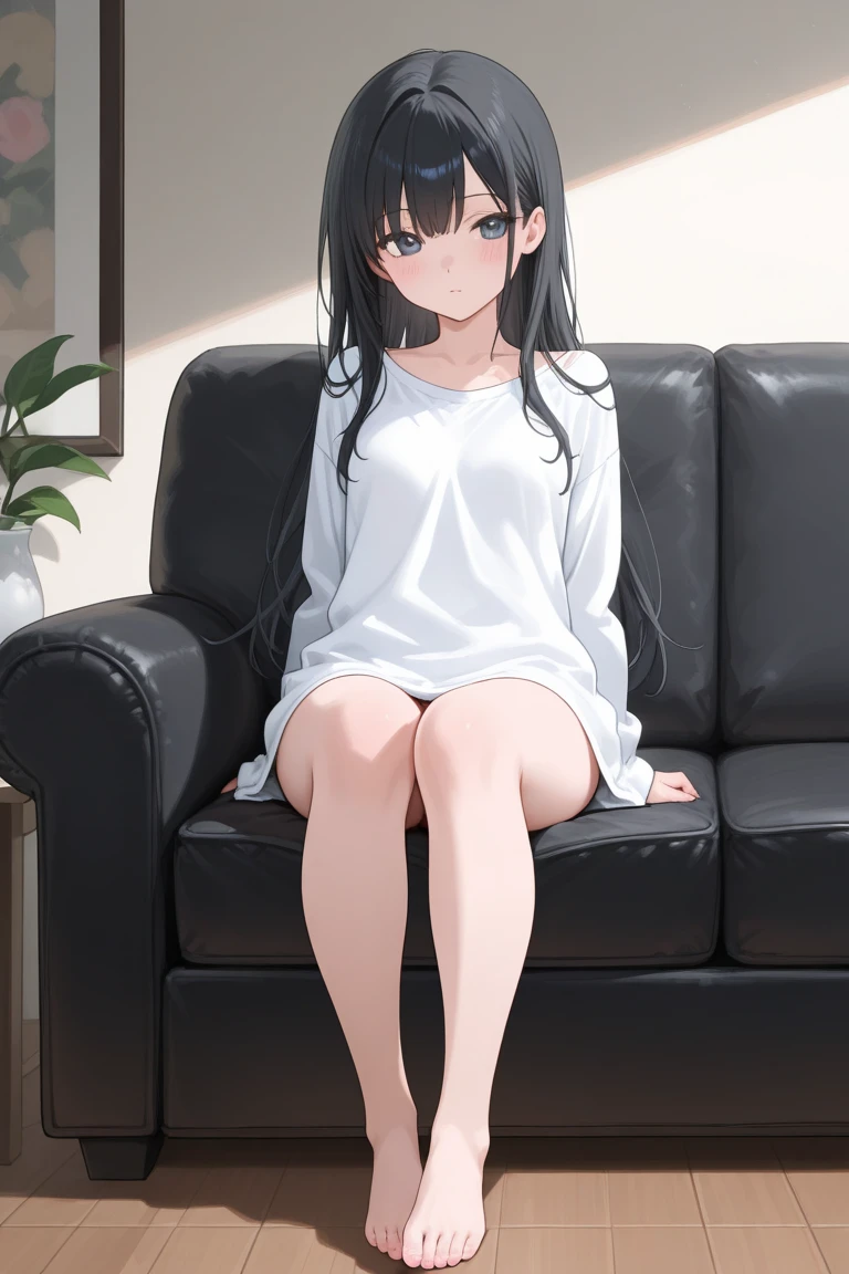 Girl sitting on chair with legs apart、Japanese 18 years old、Realistic、mini skirt、White panties