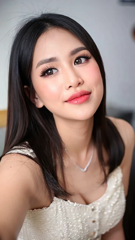 a beautiful stylish female idol, glossy lipstick, smiling face, defined eyebrows, ultra detailed makeup, long eyelashes, full body, sheer latex dress, colorful hair, (best quality,4k,8k,highres,masterpiece:1.2),ultra-detailed,(realistic,photorealistic,photo-realistic:1.37),nsfw,lesbian
