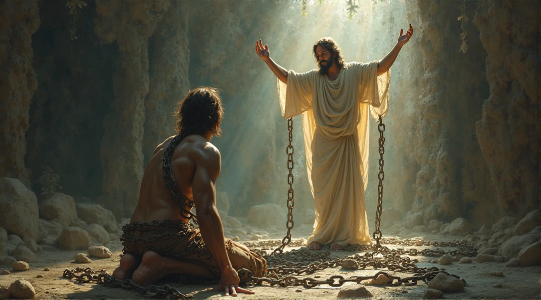 create images of jesus Break the chains that bind me, open the closed doors. high resolution, super realistic