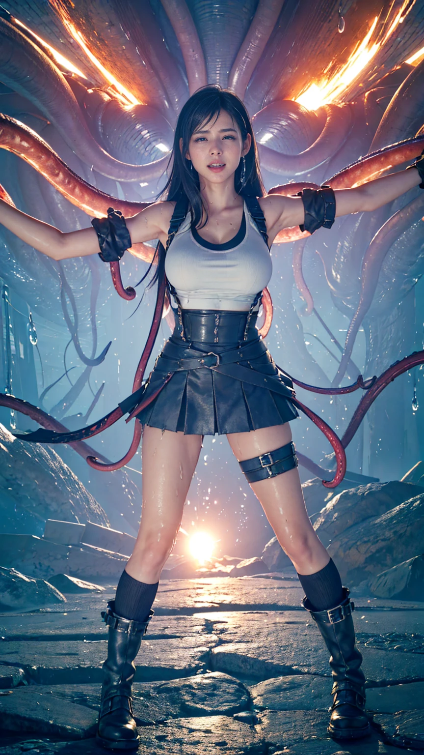 ,((Wearing a torn sheer costume of a superheroine)),(, No bra)), Wet crotch, Wet thighs, Beautiful girl with accentuated slender abs: 1.4, (((nipple tips protruding, areola is protruding, The shape of the pubic region is clearly visible)), sixpack abs: 1.4, Bust Botox, Photo, Sharpness, Unique 850 4, Koda850 k portrait camera, F1.6 shots, Ultra-realistic textures, Spectacular light textures, Cinestil 800 Fashion Mechanics, (futuristic sci-fi battle fashion: 1.1), (tied perfectly by chain), Restraint, Slaves, collars, ((wide prison with sunlight)), Dark fantasy, Realistic material details, extreme hight detail, Ultra-realistic materials ((Torn costume))), Wet, Cloudy, (Chained)), ((big emphasized by chains)), ((chains digging into crotch)), ( (Collar)), (, No bra), shredded costumes, broken golden shields and battle spears,, White combat gloves, Combat shoulder armor, Blood splattered on the face, Blood splattered, Realistic, (Bruises, Dirty, ripped clothing, skimpy clothing, Blood: 1.3), Torn Cape, Torn pantyhose, Long legs, ((iron pipe in the crotch)), Metallic shackles and fetters, ((chains hung from heaven)), Wet crotch is clearly visible, Swarovski's sword and the anatomy beneath his feet, (futuristic sci-fi battle fashion, Torn mesh stockings),high-heels,Foot repair