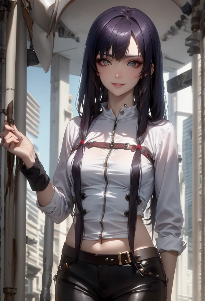 (anime style),masterpiece, best quality, ultra-detailed, glistening shiny, glowing light, ray tracing, HDR, deph of field, (perfect face, detailed face, detailed eyes),(big :1.2),8k,HD,ultra realistic face, ray tracing,perfect lighting,best quality, ultra-detailed, shiny eyes, (looking at viewer,sensual smile kiss:1.1), ((1girl)), (gyaru, mature female:1.4), hourglass_body shape, marin,long hair,((black gradient hair)), multicolored eyes, gradient eyes, (glowing eyes:1.1), (fashion make up), parted lips, short skirt, short shirt, jewelry, earrings, necktie, choker, grin, bracelet, plaid,black choker, plaid pants, piercing, ear piercing, bright pupils,tied shirt, bead bracelet,white background