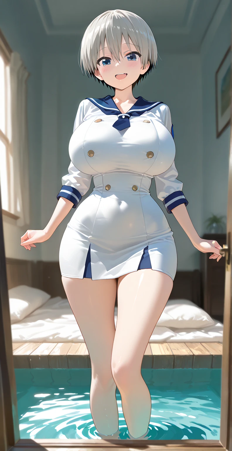 schoolgirls，perfect body figure，white skinned，Light blue translucent sailor suit，full bodyesbian，