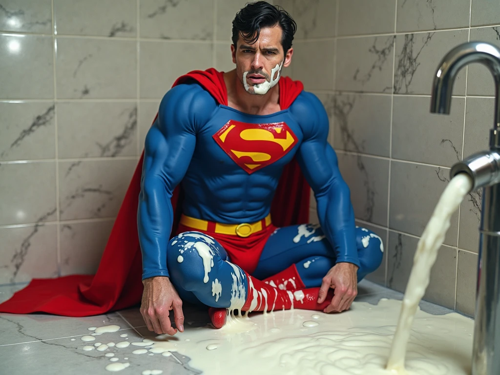 score_9, score_8_up, score_7_up, score_6_up, score_5_up, score_4_up , ,photo realistic,
slim old man Alfred (butler, intelligent, gentlemanly, slim, in his 60s) and young Batman (hairy, muscular,handsome, tall, body covered in scars,30years old) wearing only a mask embrace each other in the shower in white briefs
