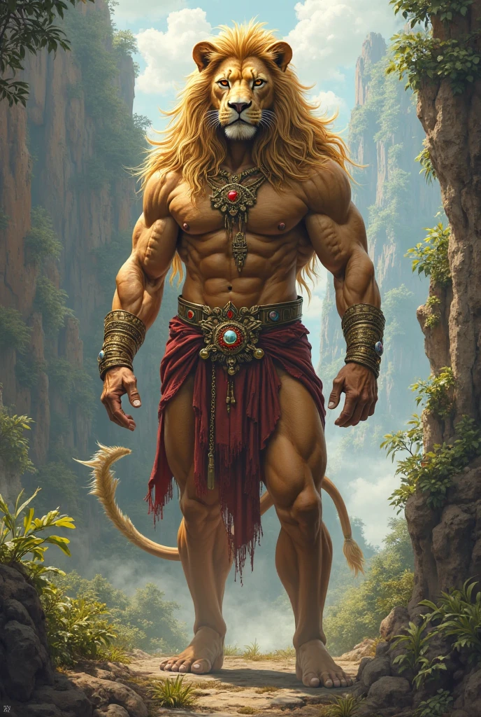 full-body shot,Lion's appearance,The human body,Ancient China,Lion spirit,(((sfw)))