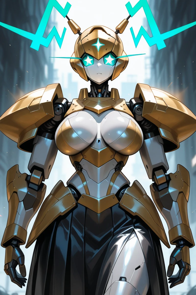 (masterpiece, highest quality, highest resolution, clear_image, Very elaborate CG, cinematic lighting, ray tracing, drop shadow, Detailed details, (realistic: 1.4),whole body, 3 people,high quality texture, fine-grained, realistic facial expressions): (single girl, golden hair girl, short hair, small size breasts, Sparkling black eyes, eye level shot, ball joint,mecha musume, Full view of internal skeleton, robot joints, mechanical parts, robot joints, headgear, mechanical harrow, hello star, electromechanical bodysuit, mech corset, naked, full armor,light smile, beauty, Because I&#39;m slender, headset, Knee-high boots, gloves)