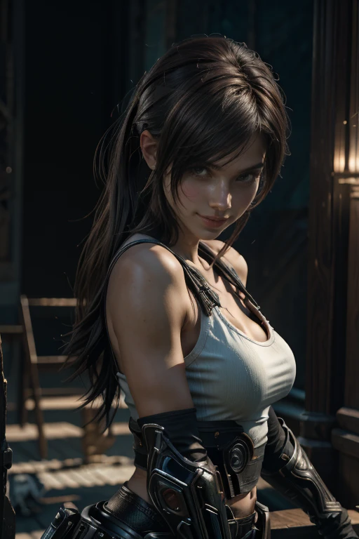 Tomb Radar、Lara Croft、ancient ruins、cave、dark、Hold up a lit torch to light the way ahead、pistol(Colt Government)Hold