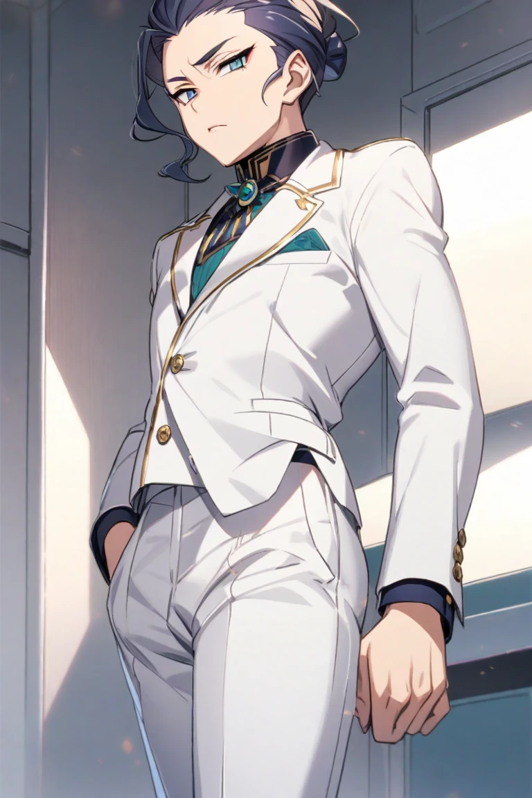 Cyan male boy with erotic outfit