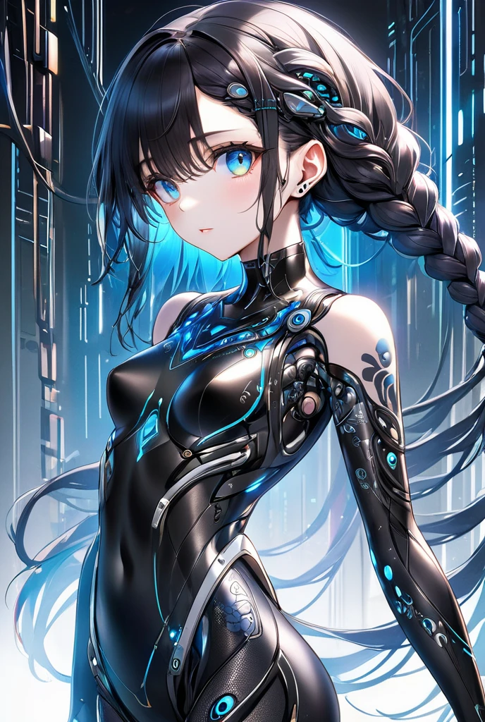Porcelana Mujer Android, ciborg, Robotic Parts, 150 mm,cuerpo completo, hermoso estudio luz suave, Luz de llanta, Detalles vibrantes,encaje, hiperrealista, Anatomical, electrical wires, microchip, elegante, Laboratorio en segundo plano, Renderizado de octanaje, h.Estilo R Giger, 8k,cabello negro,Asymmetrical long hair,cuerpo translucido,ojos verdes, Miki Asai Macro Photography, cuerpo completo, hiper detallado, tendencias en Artstation, foco nítido, Foto de estudio, Detalles intrincados, Altamente detallado, por Greg Rutkowski