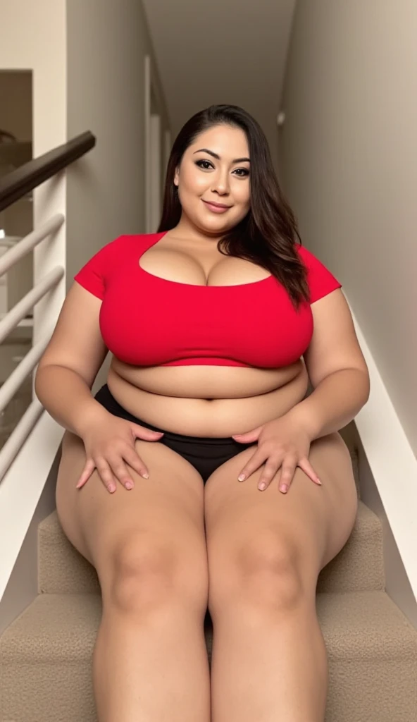 Gadis 16 tahun, tubuh chubby , pose acak di ruangan hitam, memakai sneakers warna merah, payudara kecil, paha tebal, , thick arm, hot , , fat belly, long dressed , SFW, , SMALL CURVY , Wide cleavage, chest